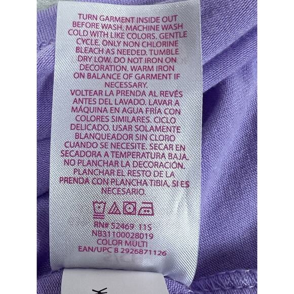 NWT No Boundaries Tank Top “MORE LOVE” Juniors Size Small Purple Cinched Back - Picture 6 of 8